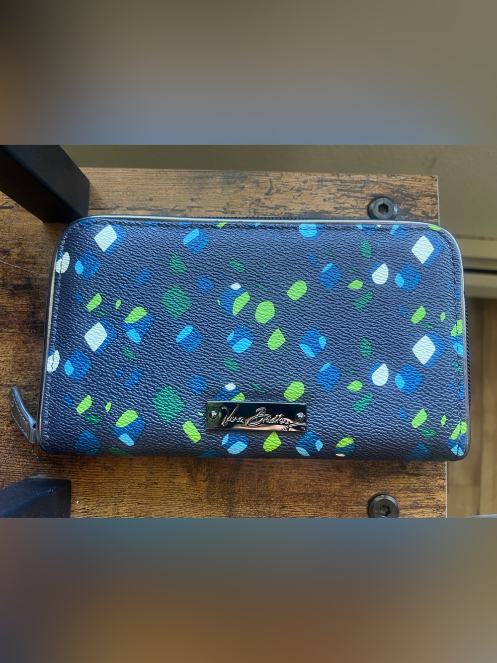 NWOT- Vera Bradley Navy Wallet with Blue, Teal & Lime Confetti